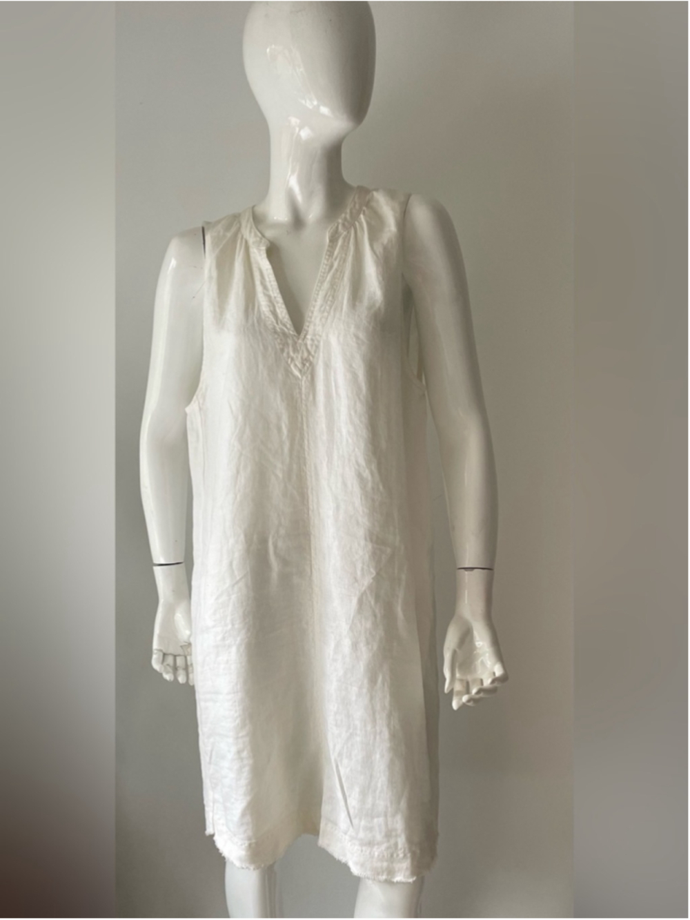 Splendid White Linen Shift Dress Sleeveless Minimal Summer XL - Picture 2 of 10